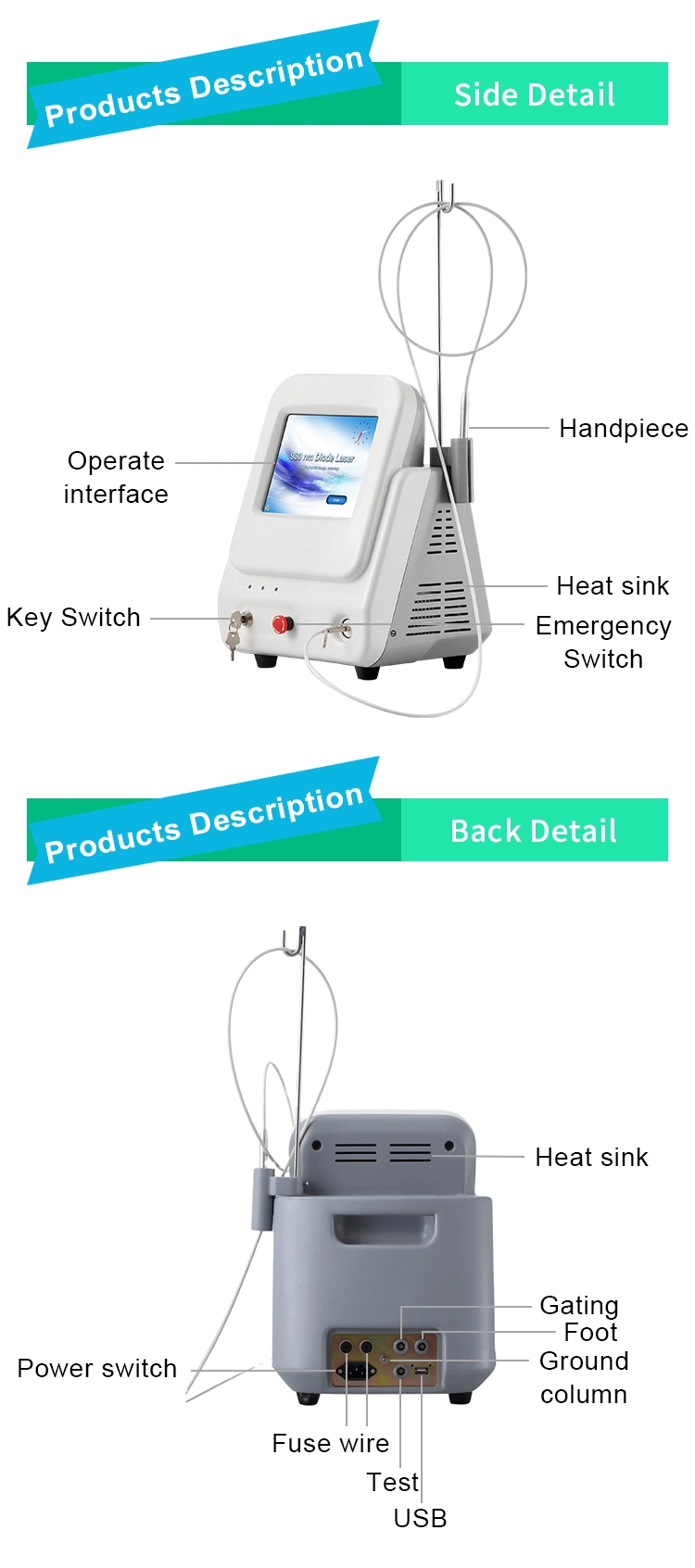 Medical Laser Diode 980nm Beauty Equipment for Facial Vascular