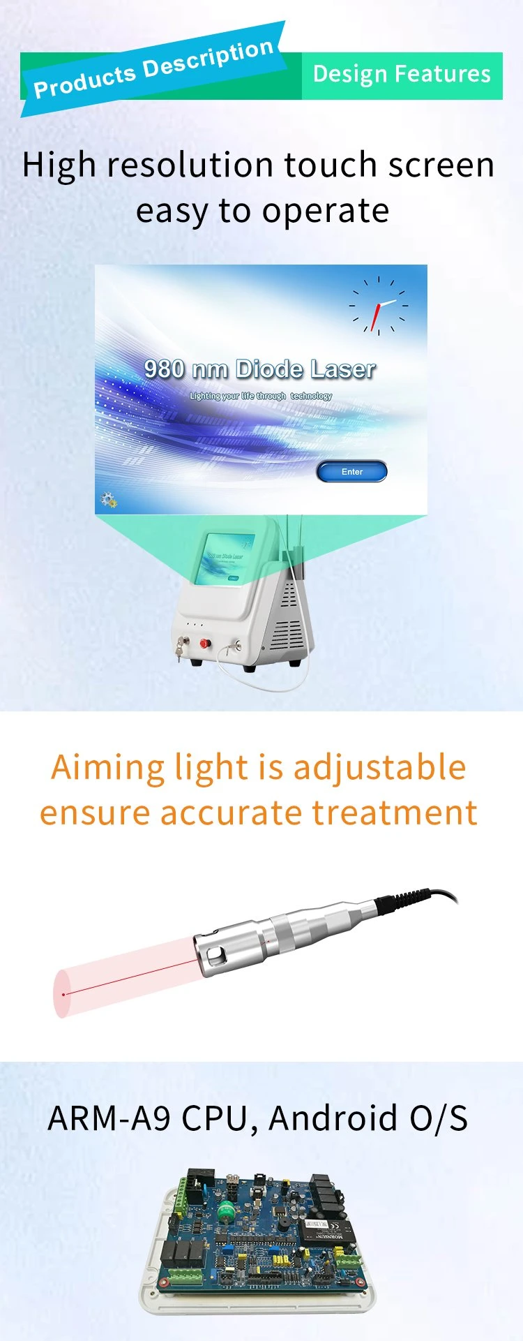 Medical Laser Diode 980nm Beauty Equipment for Facial Vascular